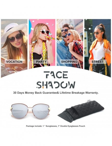 Oversized Retro Oversized Round Cat Eye Polarized Sunglasses for Women - Mirrored Lenses UV400 Protection - CN18WQI4S4N $13.27