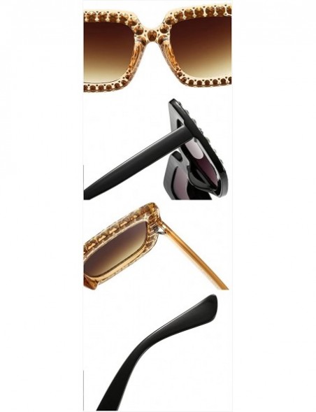 Square Oversized Sunglasses for Women Square Thick Frame Bling Bling Rhinestone Novelty Shades - CH18I5CLI93 $18.66