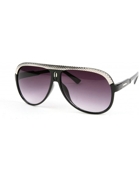 Aviator Modern Unisex Fashion Design Aviator Sunglasses P2116 - Black-gradient Smoke Lens - C511EPHE629 $13.88