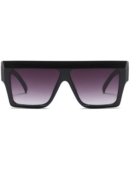 Square Oversized Geometric Sunglasses Flat Top Shield Futuristic Squared Aviator Shades - Black - CQ185QWLSEK $13.61