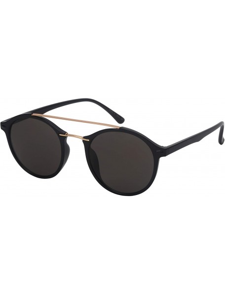 Round Retro Inspired Plastic Round Sunglasses for Men Women 53104-REV - Black Frame/Grey Lens - CH18INDLL6O $8.60