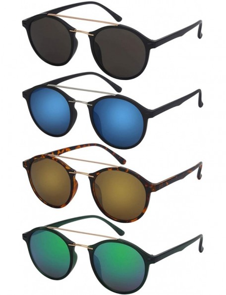 Round Retro Inspired Plastic Round Sunglasses for Men Women 53104-REV - Black Frame/Grey Lens - CH18INDLL6O $8.60