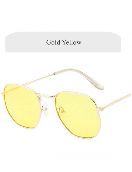 Oval Polygon Sunglasses Women Vintage Small Frame Metal Sun Glasses Shades Men UV400 Clear Lens Sunglass Goggles Fe - CO199CM...