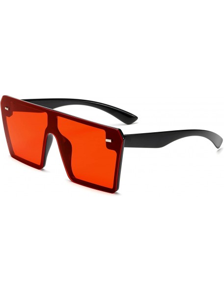 Oversized Classic Fashion Square Oversized Sunglasses for Women Men - Red - CS18XI78XW8 $7.89