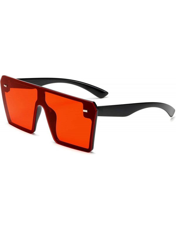 Oversized Classic Fashion Square Oversized Sunglasses for Women Men - Red - CS18XI78XW8 $7.89