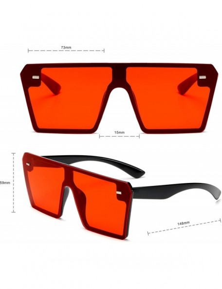 Oversized Classic Fashion Square Oversized Sunglasses for Women Men - Red - CS18XI78XW8 $7.89