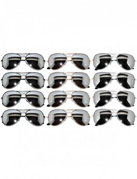 Aviator Stylish Aviator Eyeglasses Metal Gold Silver Black Frame Colored Mirror Lens 12 Pack - CC127CTZDQJ $19.72