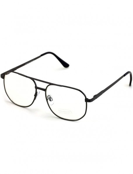 Aviator Metal Aviator Clear Len Glasses - Big Lens Spring Hinge Square Fashion Gold Gunmetal - Gunmetal - CE18XARE270 $14.30