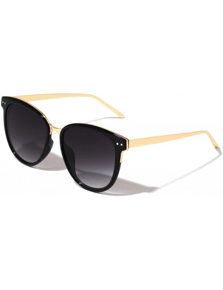 Cat Eye Daegu Flat Lens Retro Color Mirror Cat Eye Sunglasses - Smoke - CJ1975YSH4O $11.15