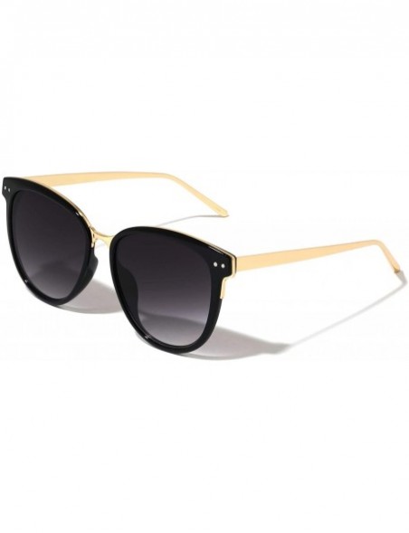 Cat Eye Daegu Flat Lens Retro Color Mirror Cat Eye Sunglasses - Smoke - CJ1975YSH4O $11.15