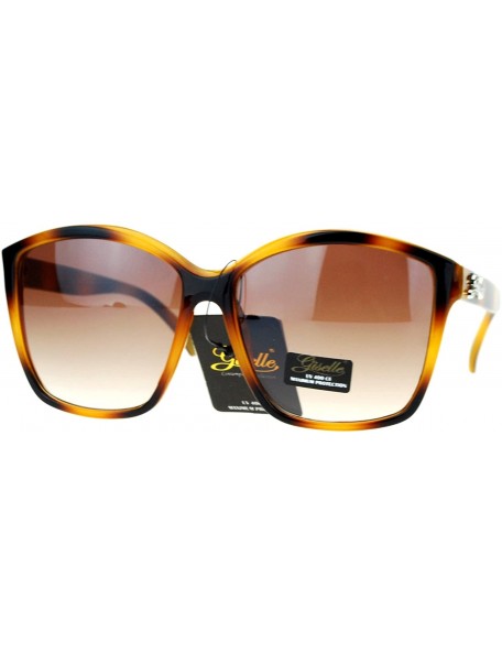 Oversized Womens Sunglasses Oversized Unique Round Top Square Frame UV 400 - Brown Stripe - CE180QX72AR $22.83
