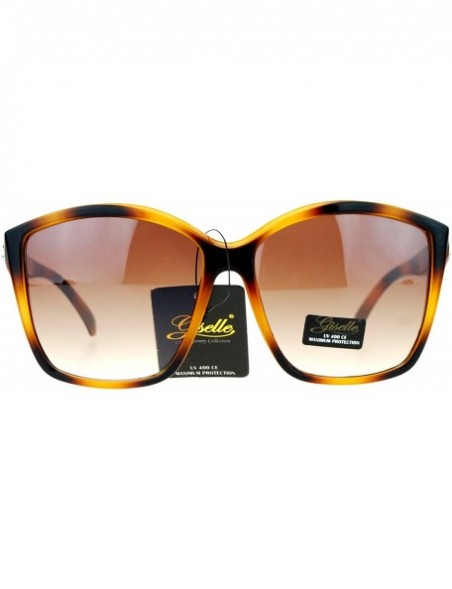 Oversized Womens Sunglasses Oversized Unique Round Top Square Frame UV 400 - Brown Stripe - CE180QX72AR $10.74