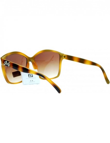 Oversized Womens Sunglasses Oversized Unique Round Top Square Frame UV 400 - Brown Stripe - CE180QX72AR $10.74