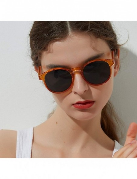 Square Retro Women Sunglasses Transparent Round Men Vintage Circle Eyeglasses Classic Lentes De Sol Mujer S1090 - Gray - CJ19...
