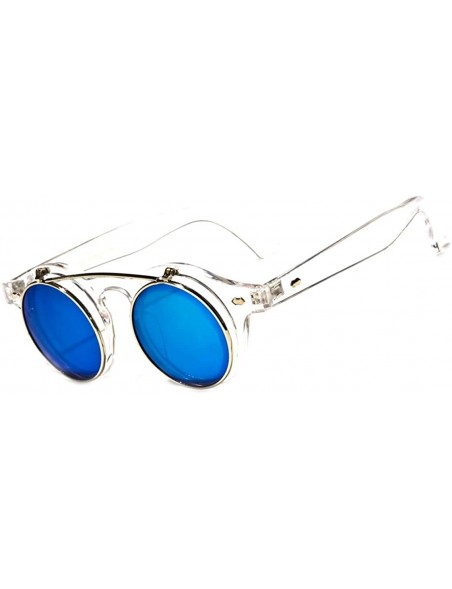 Round Round Flip Up 42mm Men Women Django Levante Gafas De Sol Sunglasses - Blue - CN129TXP98N $11.58