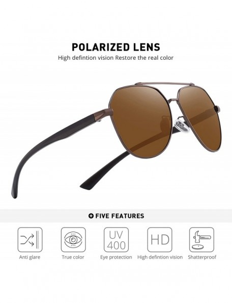 Aviator Polarized Sunglasses for Men - Fishing Sunglasses Metal Frame UV 400 Protection with TR Legs - Brown - CS18A374DRT $2...