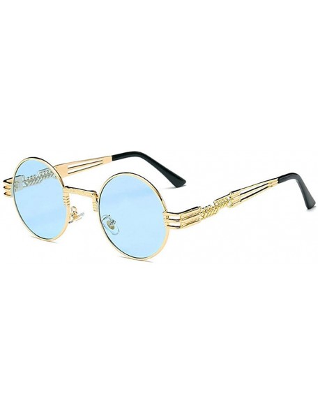 Oval Hippie Sunglasses WITH CASE Retro Classic Circle Lens Round Sunglasses Steampunk Colored - CQ192RIEH2L $15.53