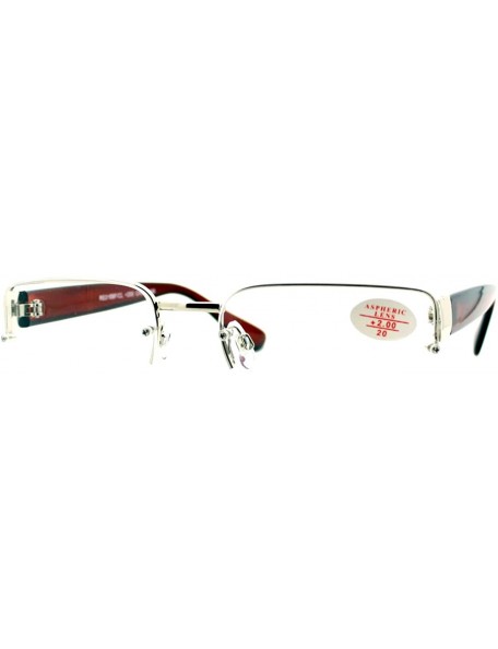 Rectangular Clear Lens Glasses With Bifocal Reading Lens Half Rim Rectangular - Silver Brown - CM12FCLAVZV $9.72