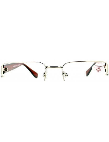 Rectangular Clear Lens Glasses With Bifocal Reading Lens Half Rim Rectangular - Silver Brown - CM12FCLAVZV $9.72