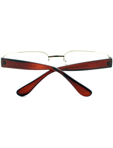 Rectangular Clear Lens Glasses With Bifocal Reading Lens Half Rim Rectangular - Silver Brown - CM12FCLAVZV $9.72