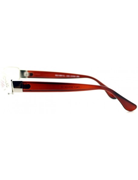 Rectangular Clear Lens Glasses With Bifocal Reading Lens Half Rim Rectangular - Silver Brown - CM12FCLAVZV $9.72