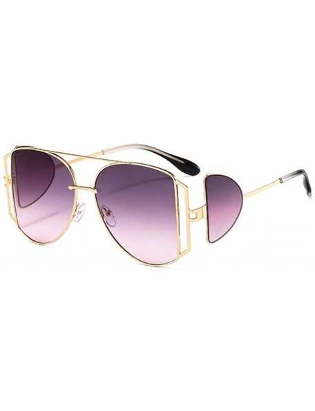 Oversized Women Metal Big Sunglasses Punk Oversize Shades Men Retro Round Sun Glasses Female Gradient UV400 - CV1902XR4MN $14.47