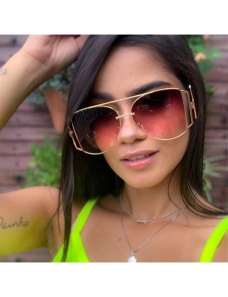 Oversized Women Metal Big Sunglasses Punk Oversize Shades Men Retro Round Sun Glasses Female Gradient UV400 - CV1902XR4MN $14.47