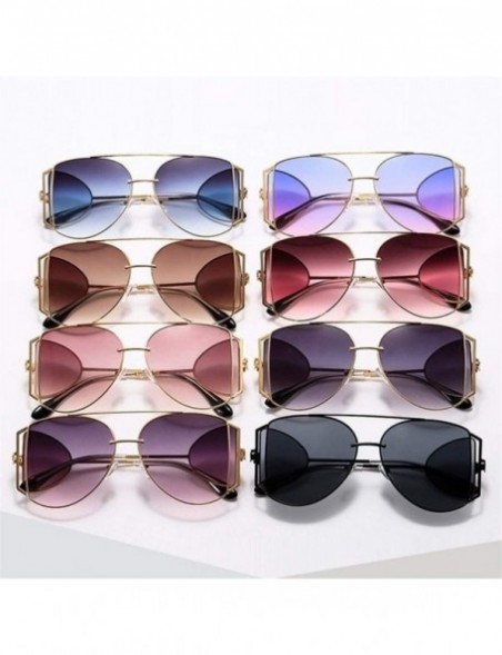 Oversized Women Metal Big Sunglasses Punk Oversize Shades Men Retro Round Sun Glasses Female Gradient UV400 - CV1902XR4MN $14.47