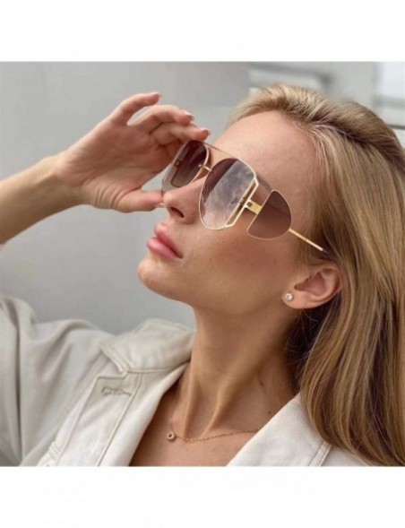 Oversized Women Metal Big Sunglasses Punk Oversize Shades Men Retro Round Sun Glasses Female Gradient UV400 - CV1902XR4MN $14.47