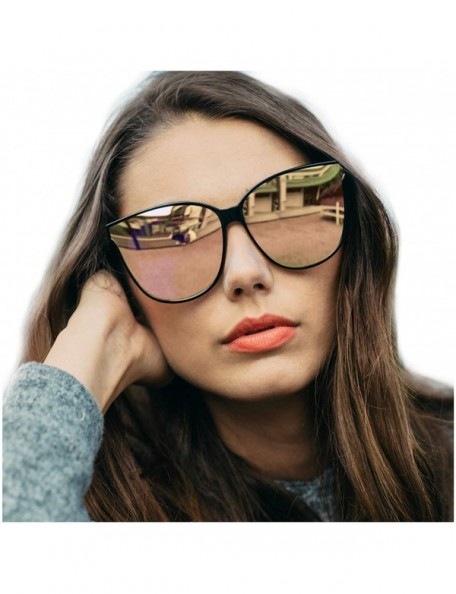 Wayfarer Sunglasses Polarized Oversized Fashion - Black Frame/Gold Mirrored Lens - CK198G5QESI $16.68