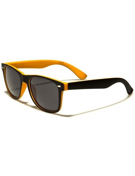 Wayfarer Classic Vintage Retro 80s Fashion Two-Tone Horn Rimmed Sunglasses - Black & Orange - CO189773WCL $13.18