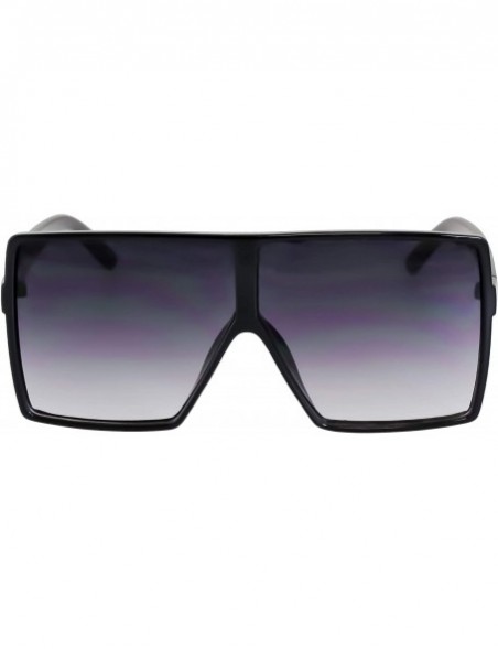 Rimless Oversized Exaggerated Flat Top Huge SHIELD Square Sunglasses Colorful Lenses Fashion Sunglasses - Black - C218I48WHOX...