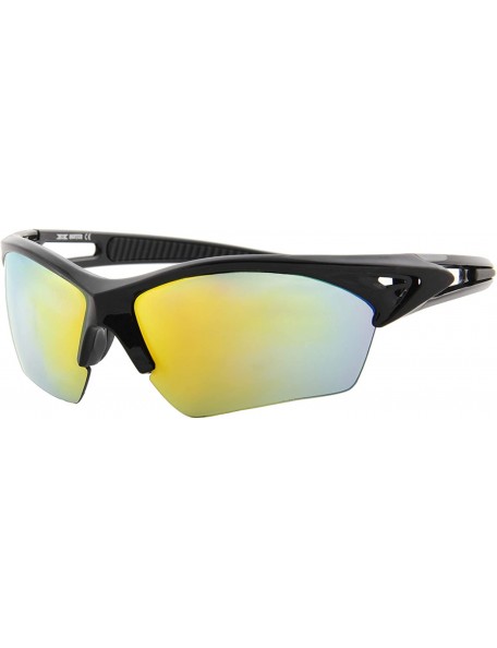 Sport Unisex Sunglasses Sports Multi-Color Mirror Lens Fishing Cycling - Black Frame/ Mirror Orange - Yellow Lens - CR18IZH0Z...