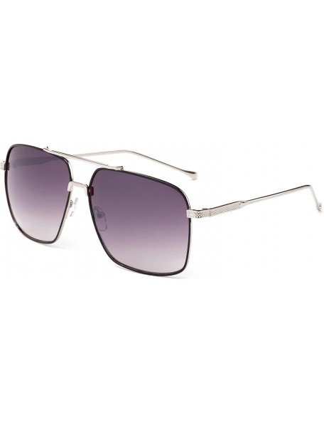 Aviator "Bioka" Modern Geometric Style Fashion Sunglasses - Silver/Black/Purple - CF12MCS6W8D $10.22