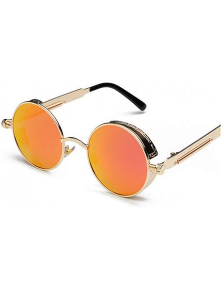 Round Round Steampunk Sunglasses Men Women Luxury Eyewear Mirror Punk Sun Glasses Vintage Female Male Eyeglasses Punk - C618W...