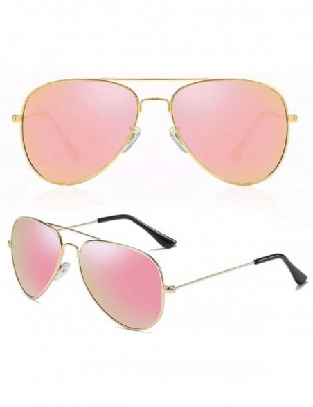 Aviator Classic Aviator Sunglasses for Men Women Metal Frame Mirrored Flat UV400 Lens Protection - CP18S8TEA4A $10.97