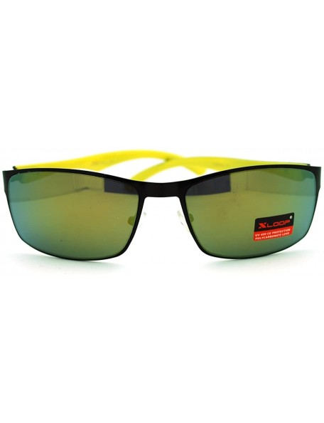 Rectangular Mens Fashion Sunglasses Sporty Rectangle Stylish Shades - Black Yellow - C311GPCT3QV $12.84