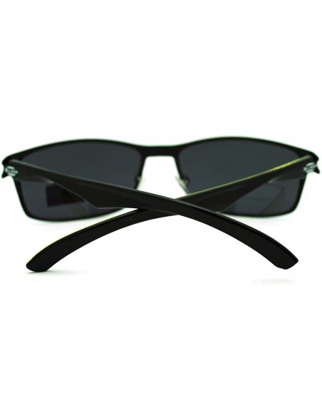 Rectangular Mens Fashion Sunglasses Sporty Rectangle Stylish Shades - Black Yellow - C311GPCT3QV $12.84