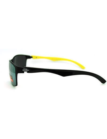 Rectangular Mens Fashion Sunglasses Sporty Rectangle Stylish Shades - Black Yellow - C311GPCT3QV $12.84