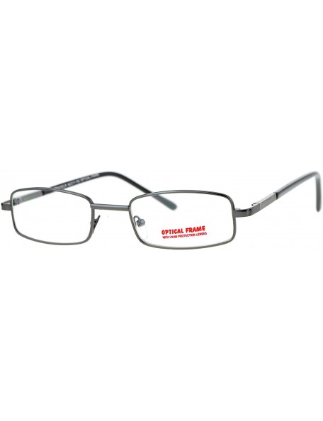 Rectangular Classic Narrow Rectangular Metal Mens Clear Lens Eye Glasses - Gunmetal - CR12NRJNQUM $12.61