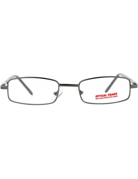 Rectangular Classic Narrow Rectangular Metal Mens Clear Lens Eye Glasses - Gunmetal - CR12NRJNQUM $12.61
