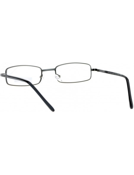 Rectangular Classic Narrow Rectangular Metal Mens Clear Lens Eye Glasses - Gunmetal - CR12NRJNQUM $12.61