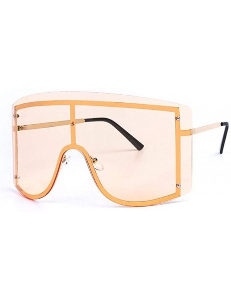 Rimless Oversize Women Sunglasses Big Frame Luxury Sun Glasses Female Cool Sexy Shield Shades Men Alloy - Gold Orange - CG18T...