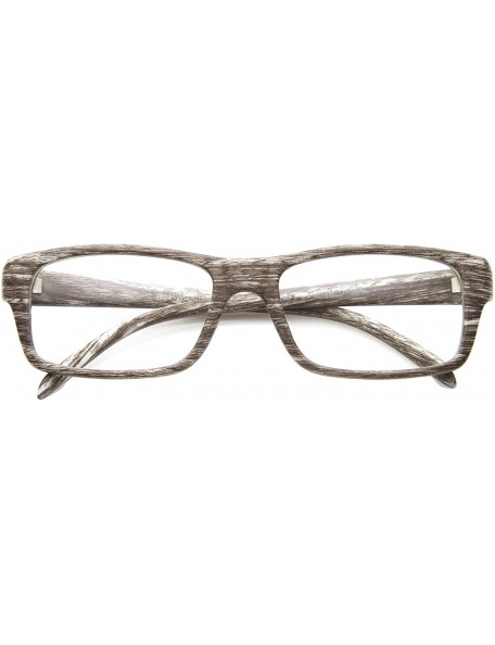 Rectangular Classic Rectangle Wood Frame Clear Lens Horn Rimmed Glasses 52mm - Lightwood / Clear - CG124SH79ID $12.83