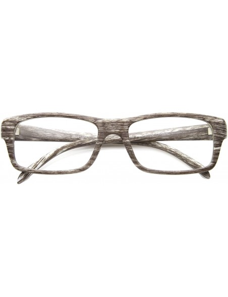 Rectangular Classic Rectangle Wood Frame Clear Lens Horn Rimmed Glasses 52mm - Lightwood / Clear - CG124SH79ID $12.83