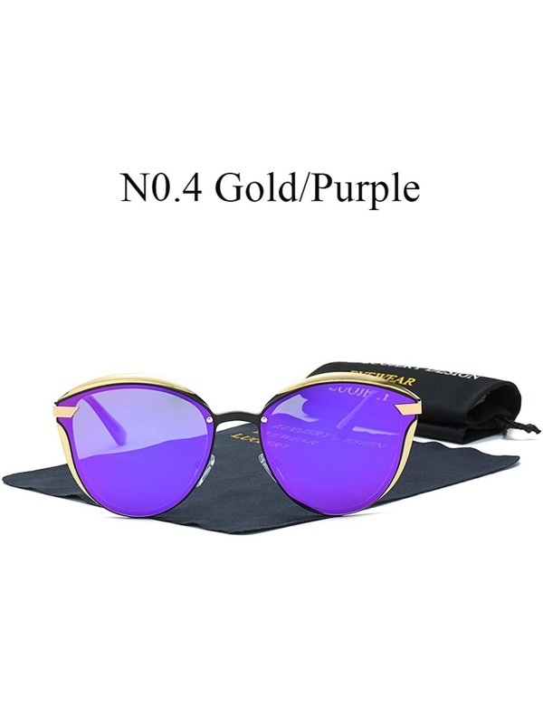 Oversized Luxury Brand Cateye Polarized Sunglasses Women Vintage designer Cat Eye Ladies Sun Glasses - N0.4 Gold Purple - CA1...