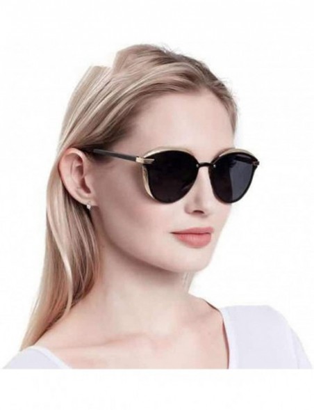 Oversized Luxury Brand Cateye Polarized Sunglasses Women Vintage designer Cat Eye Ladies Sun Glasses - N0.4 Gold Purple - CA1...