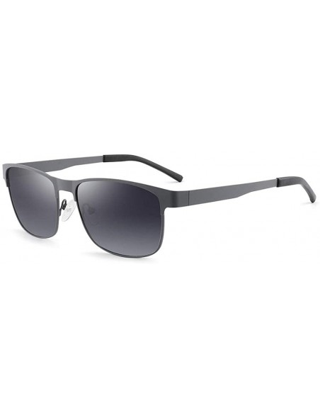 Oval Easy to carry metal frame polarized UV400 polarized men's sunglasses - Brown Frame Gradient Brown Lens - CN190MTD644 $35.74