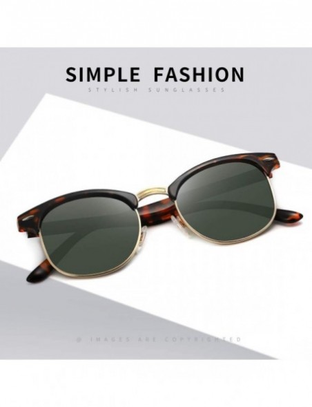 Square Polarized Sunglasses For Women And Men Semi Rimless Frame Retro Brand Sun Glasses AE0369 - Tortoise &Black - CW18A59WQ...