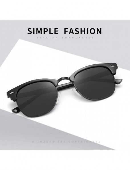 Square Polarized Sunglasses For Women And Men Semi Rimless Frame Retro Brand Sun Glasses AE0369 - Tortoise &Black - CW18A59WQ...